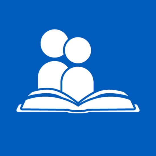 Two figures reading a book 